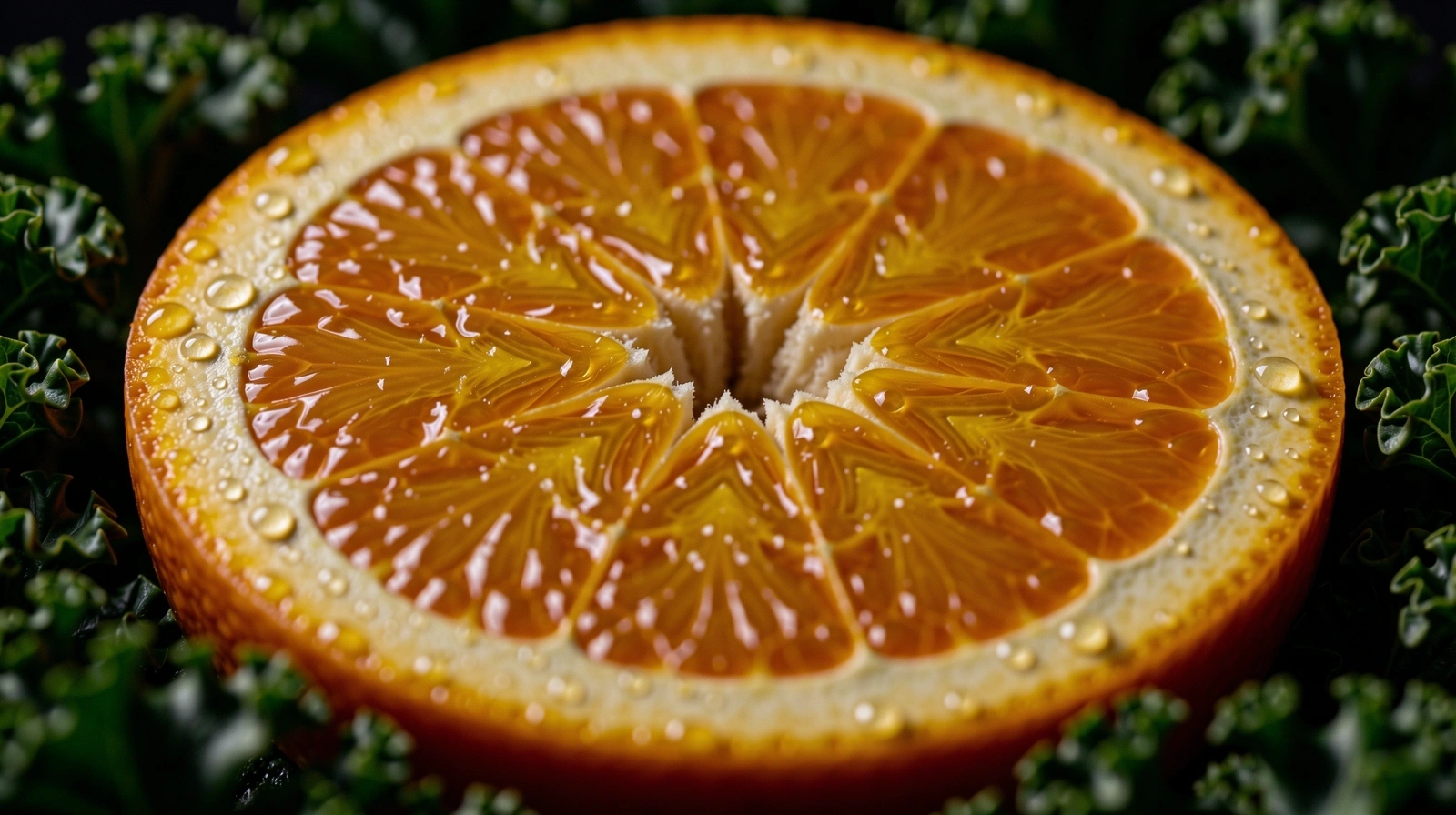 Dettaglio macro di agrumi e verdura fresca